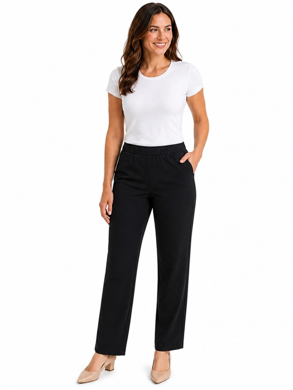 Preswick & Moore Black Pull-On Straight Leg Pants Size M